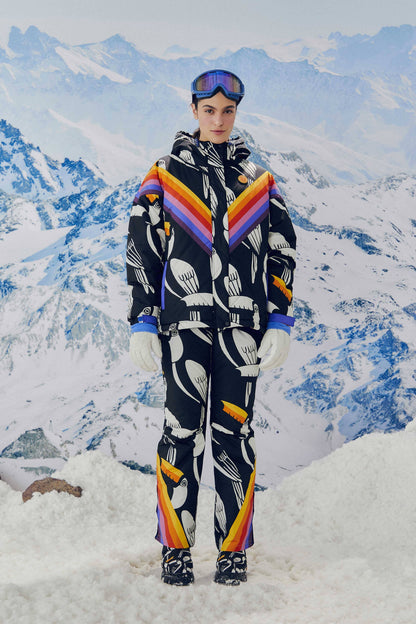 Black Graphic Toucans Ski Pants