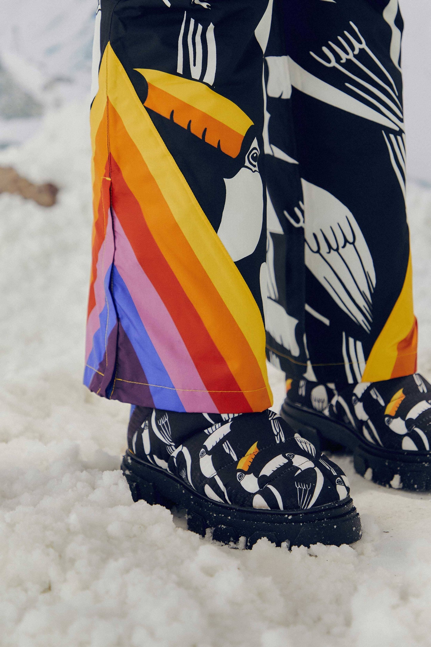 Black Graphic Toucans Ski Pants