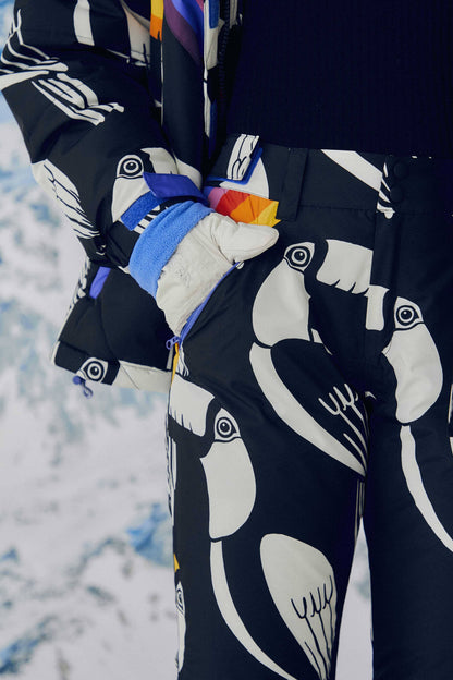 Black Graphic Toucans Ski Pants