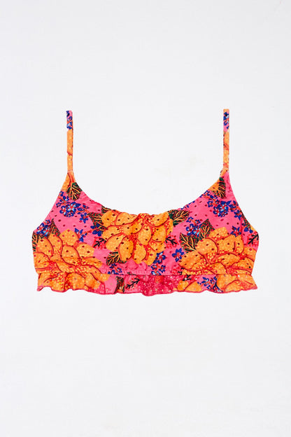 Pink Flowers Garden Bikini Top