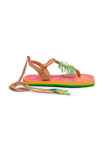 Floral Pietra Beaded Flat Sandal