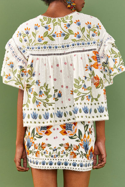 White Summer Garden Blouse