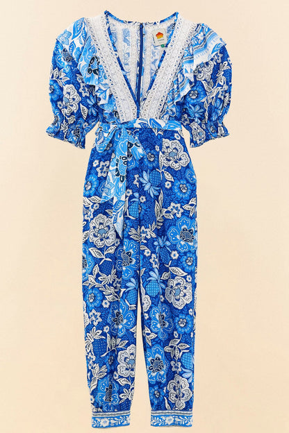 Blue Full Of Flowers Jumpsuit