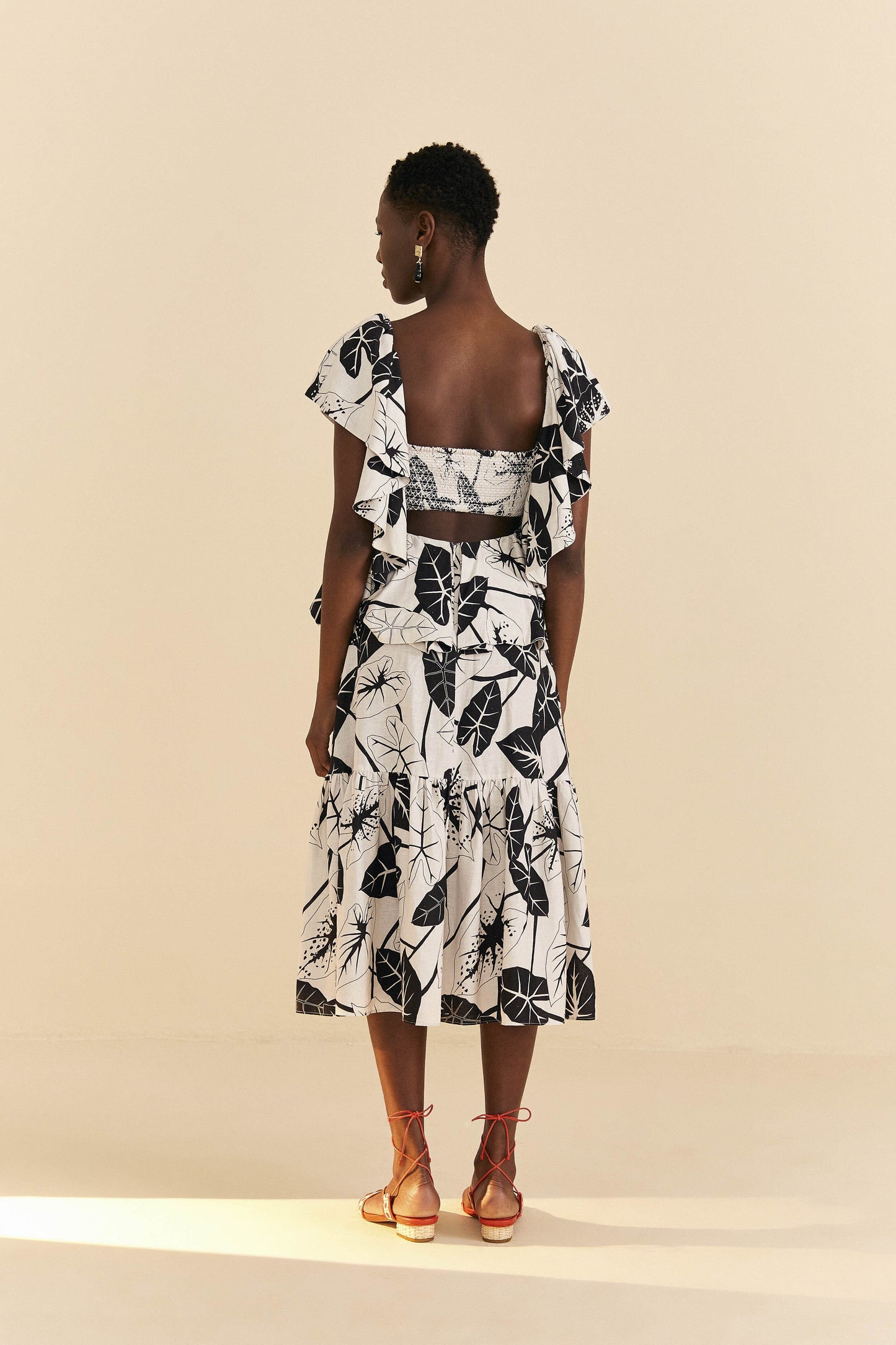 Off-White Graphic Leaves Midi Dress