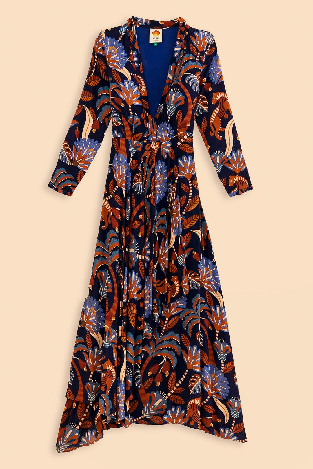 Blue Nature Beauty Long Sleeve Maxi Dress