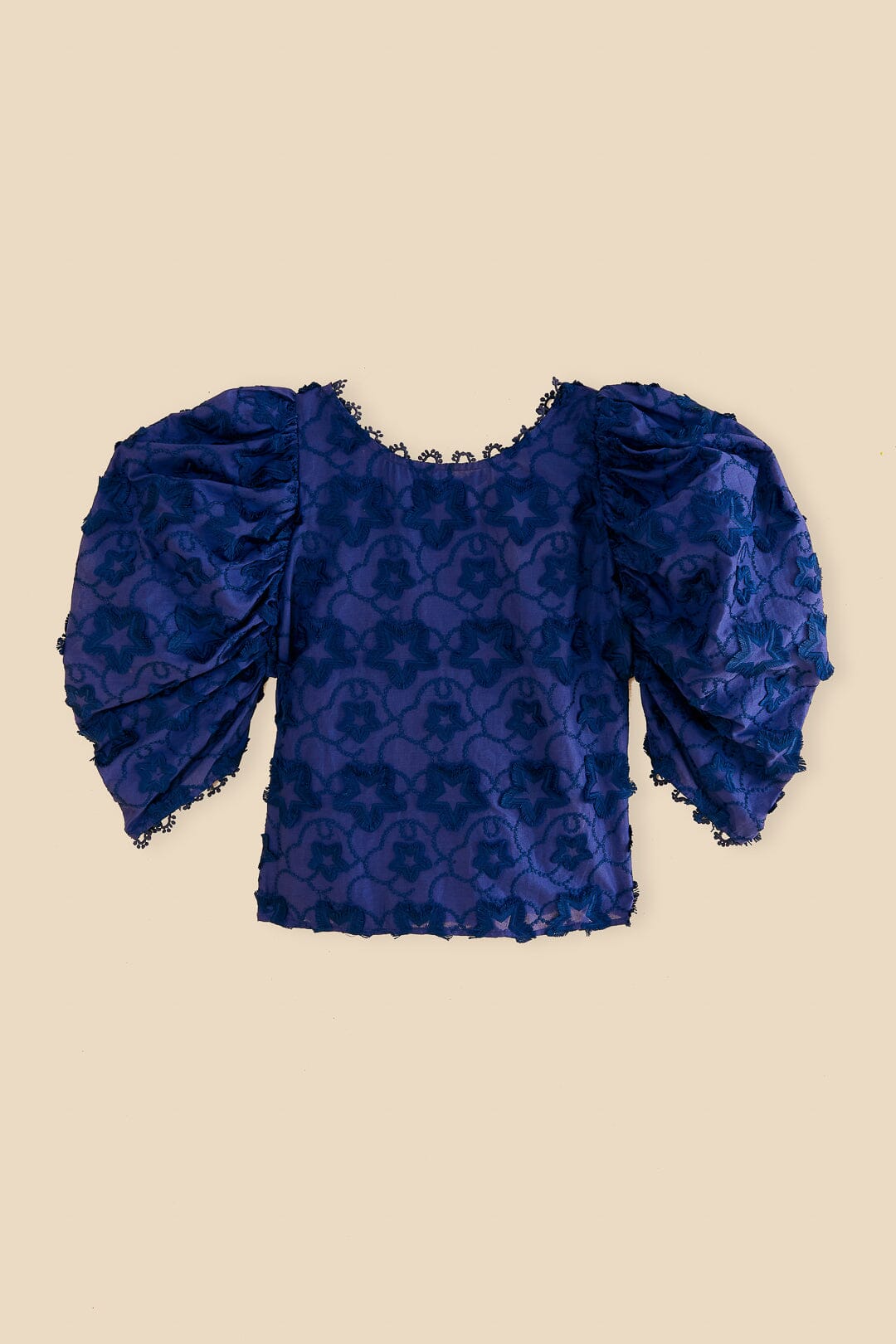 Navy Blue 3d Star Texture Blouse