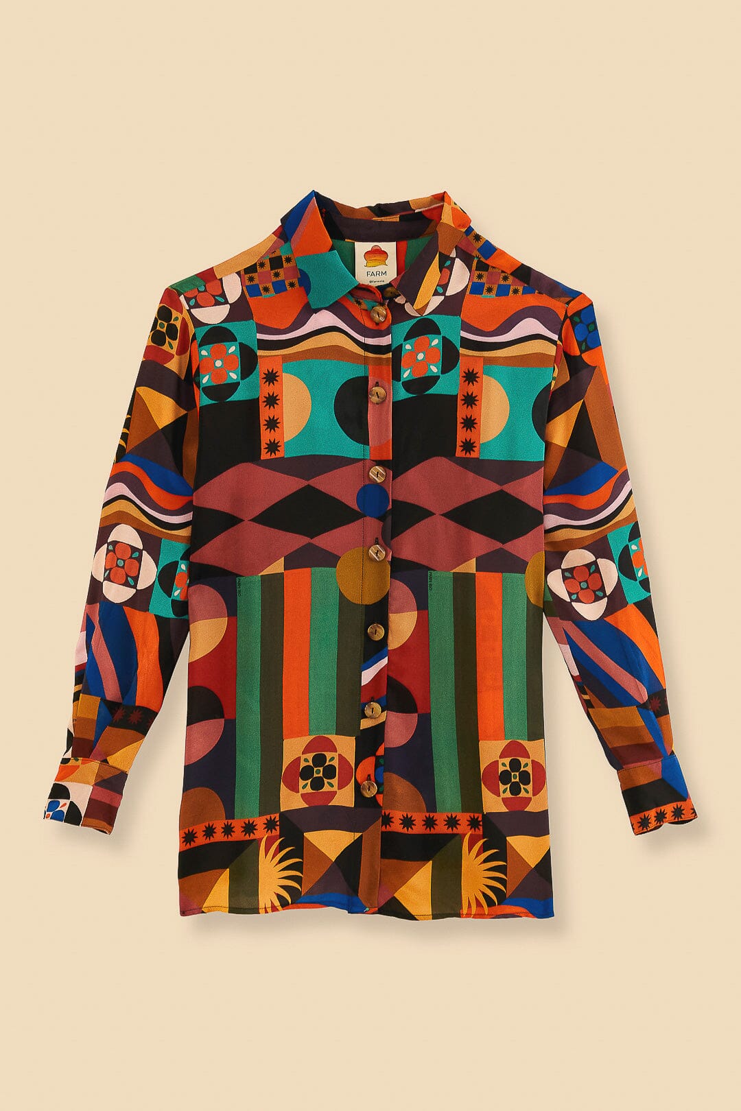 Multicolor Tropical Shapes Long Sleeve Shirt