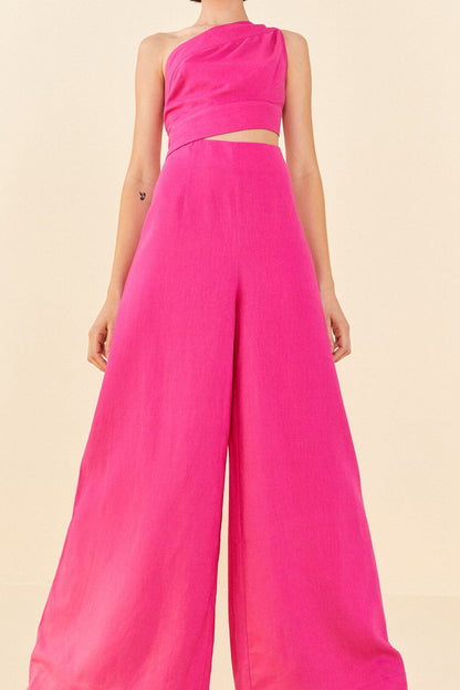 Pink One Shoulder Jumpsuit