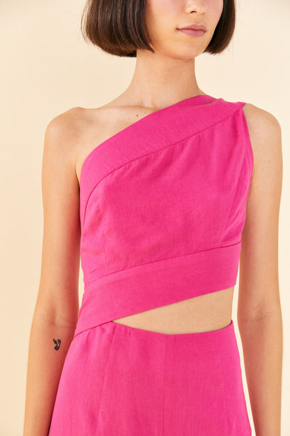 Pink One Shoulder Jumpsuit