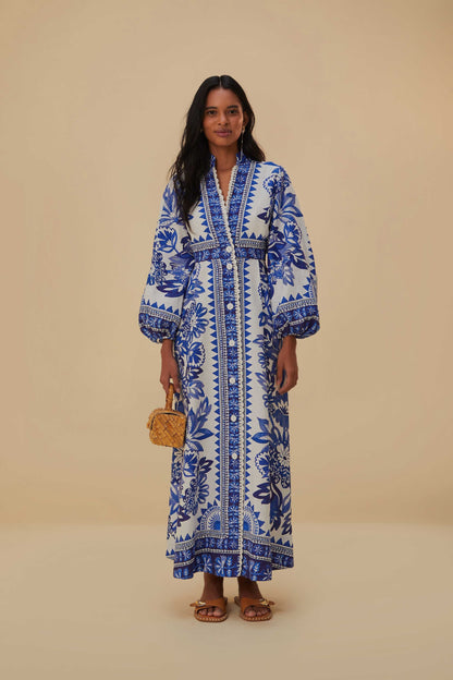 Off-White Flora Tapestry Lenzing Ecovero Euroflax Maxi Dress