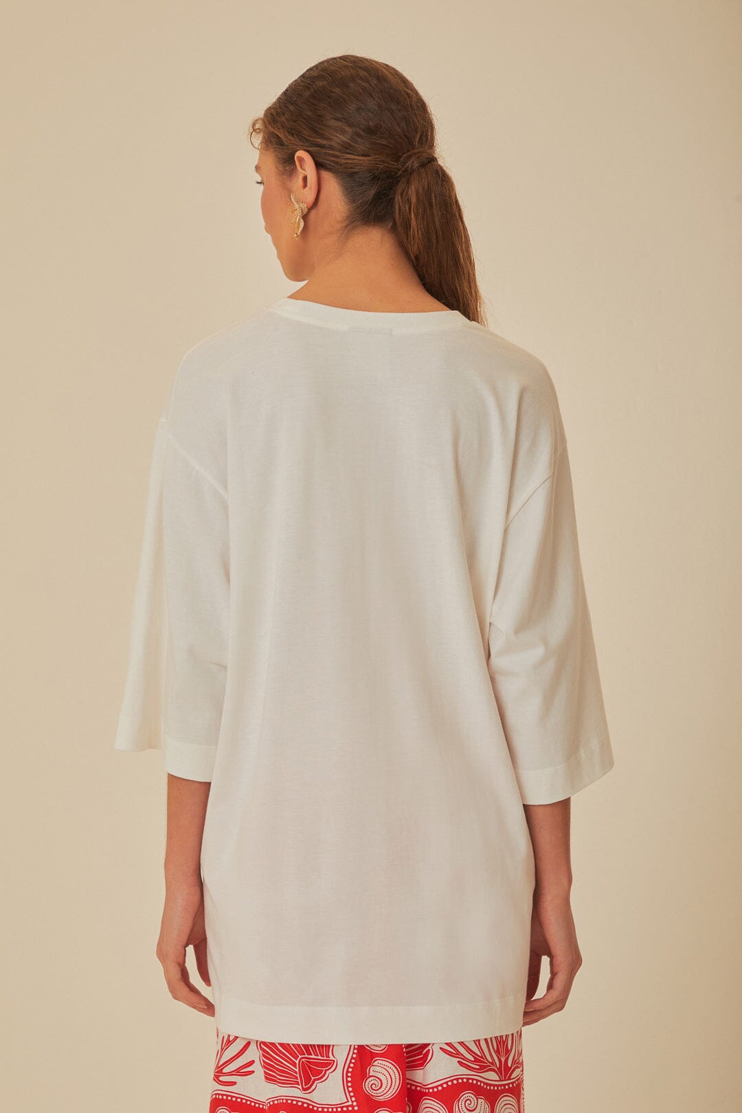 White Tropical Colors Organic Cotton Oversized T-Shirt