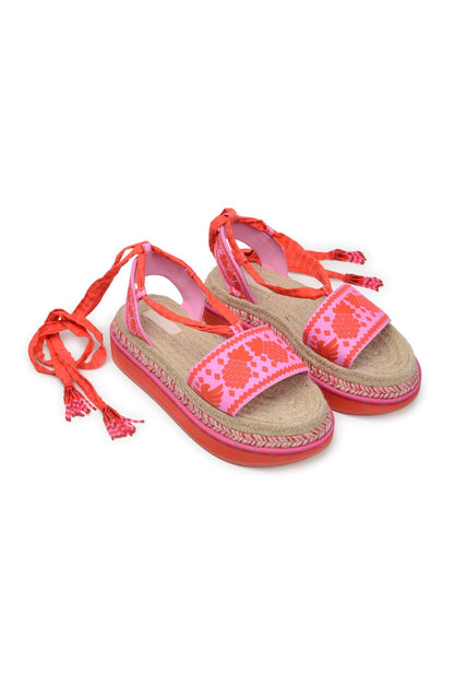 Red Jungle Scarf Espadrille Flatform Sandal