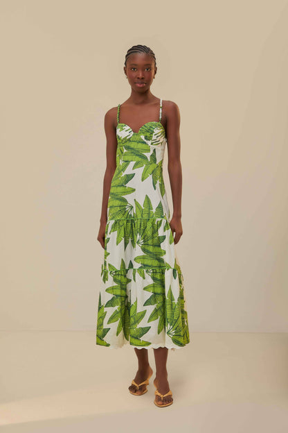 Off-White Palm Fan Midi Dress