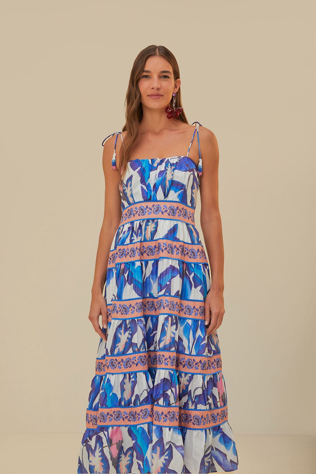 Off-White Blue Foliage Midi Dress