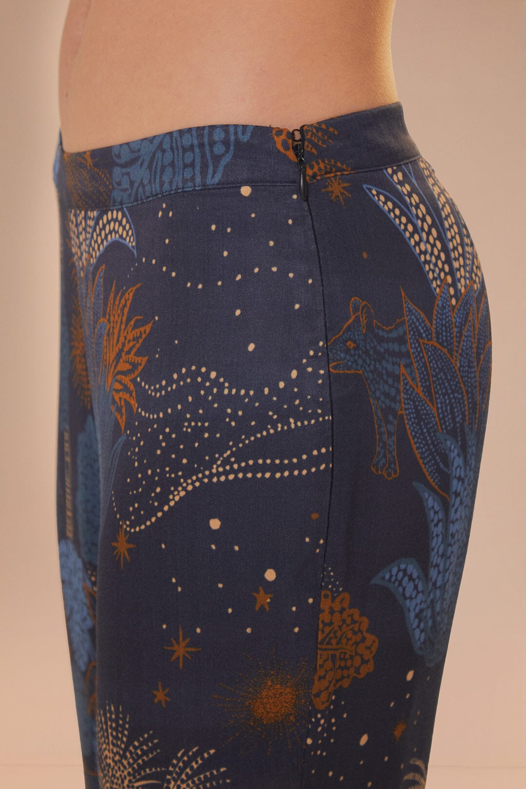 Navy Blue Night Jungle Flare Pants