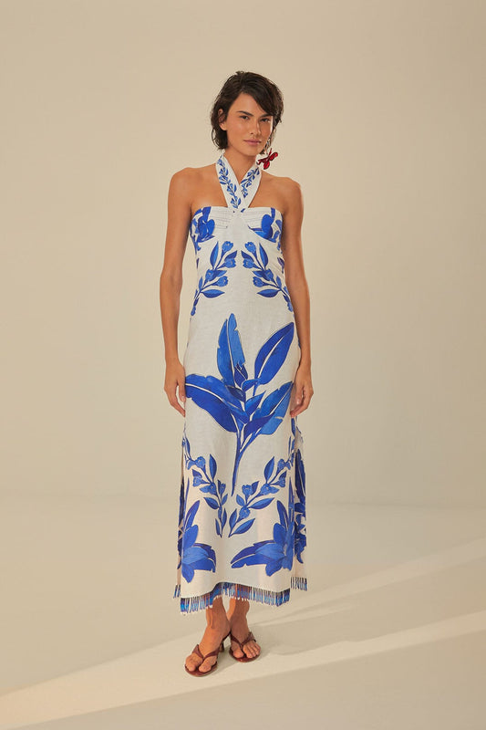 Off-White Blue Yard Sleeveless Maxi Dress