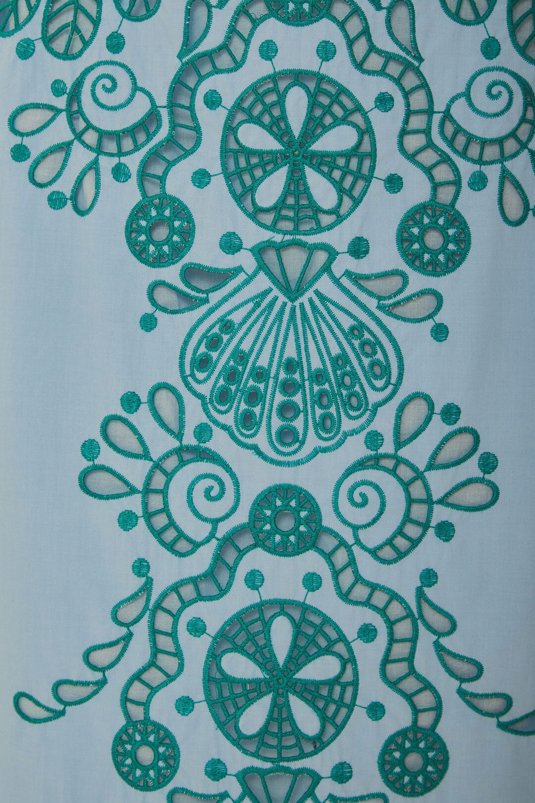 Light Blue And Green Graphic Richelieu Midi Skirt