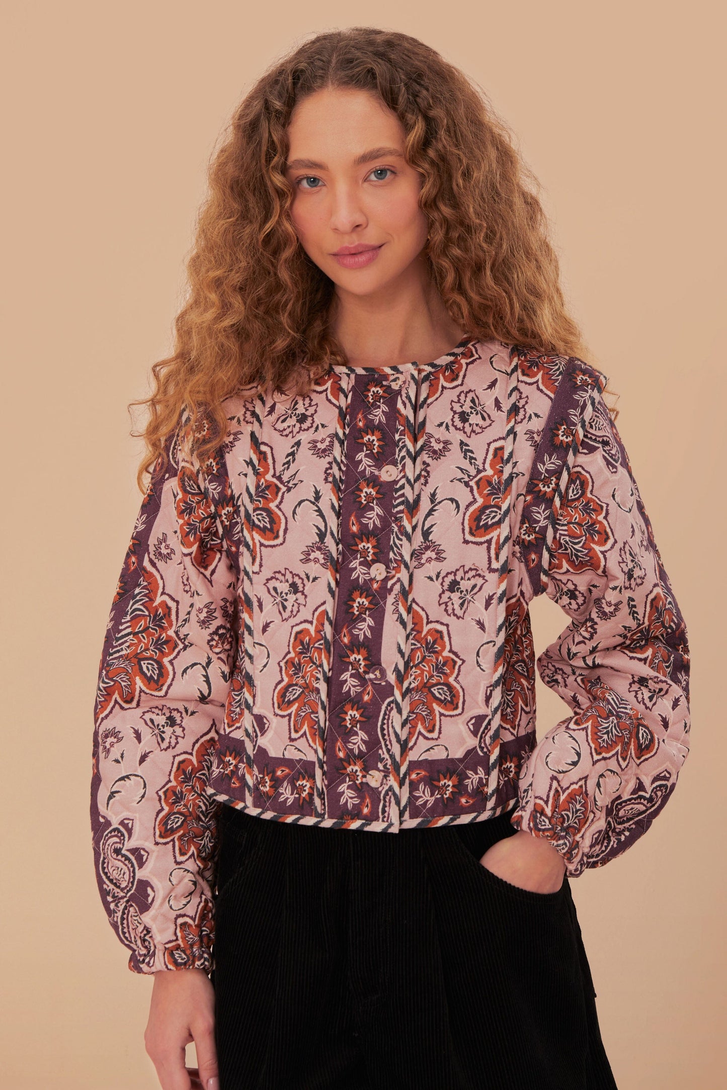 Glam Tapestry Burgundy Long Sleeve Jacket