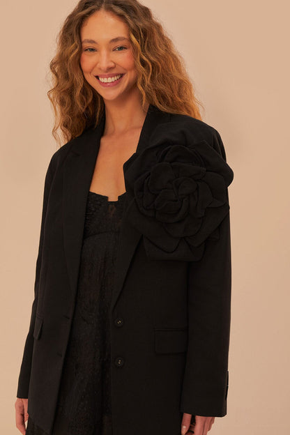 Black Flowered Blazer