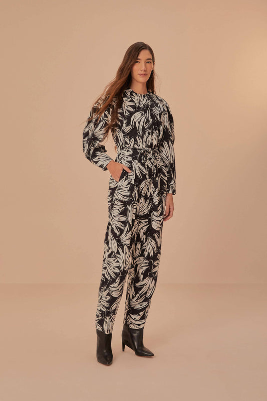 Black Bossa Banana Long Sleeve Jumpsuit