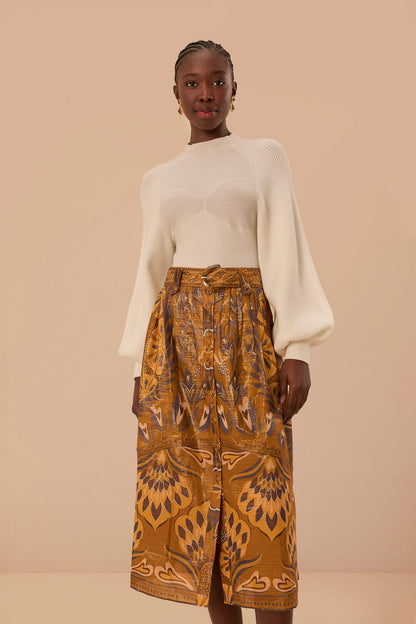 Gold Heart Forest Midi Skirt