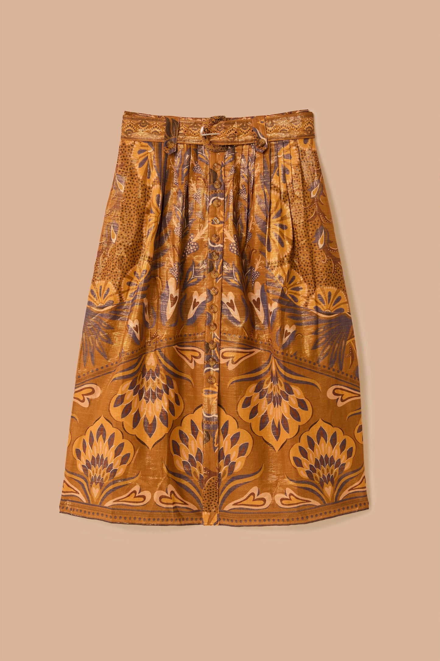 Gold Heart Forest Midi Skirt