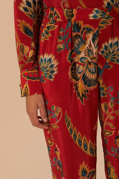 Red Maxi Floral Pajama Pants