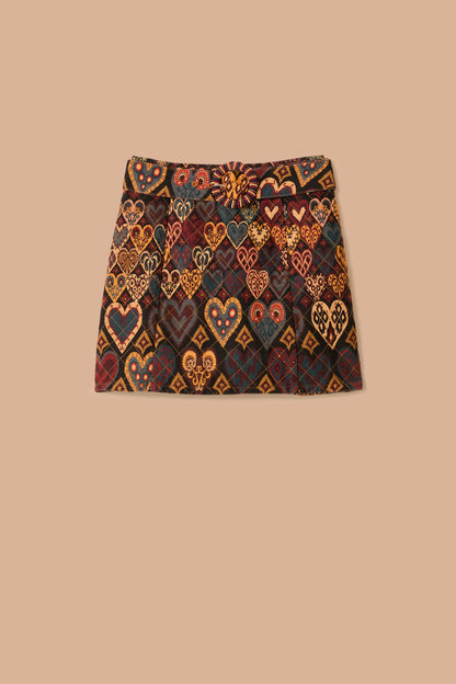 Black Hearts Ikat Mini Skirt