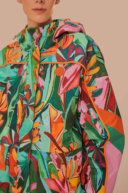 Multicolor Banana Leaves Ski Jacket