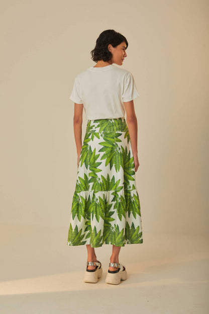 Off-White Palm Fan Organic Cotton Maxi Skirt