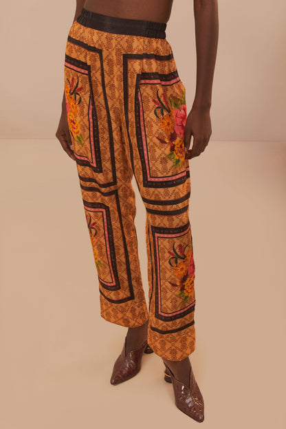 Brown Charming Garden Scarves Pants