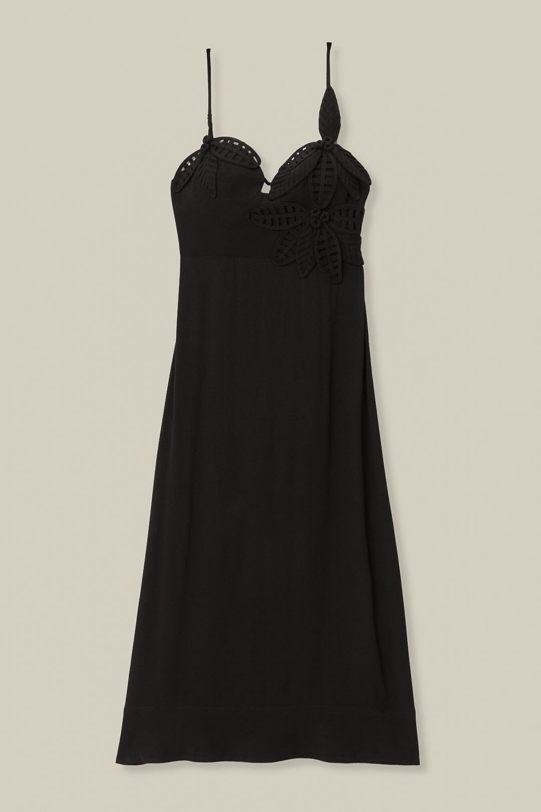 Black Flowered Bust Midi Dress