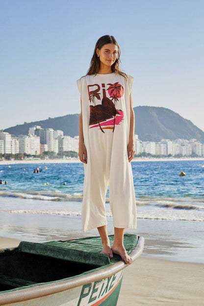 Off-White Rio Sleeveless Organic Cotton Jumpsuit