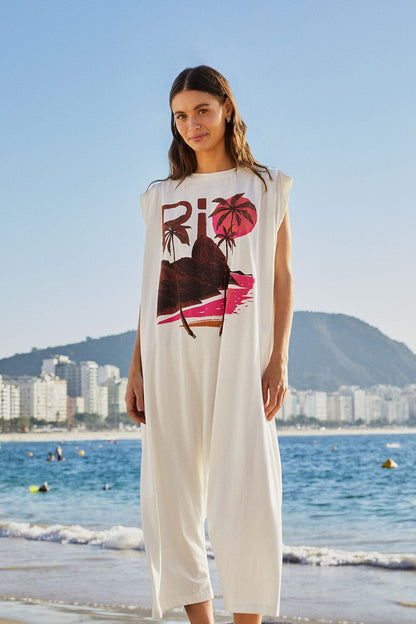 Off-White Rio Sleeveless Organic Cotton Jumpsuit