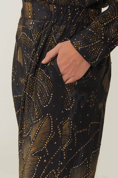 Black Golden Foliage Pajama Pants