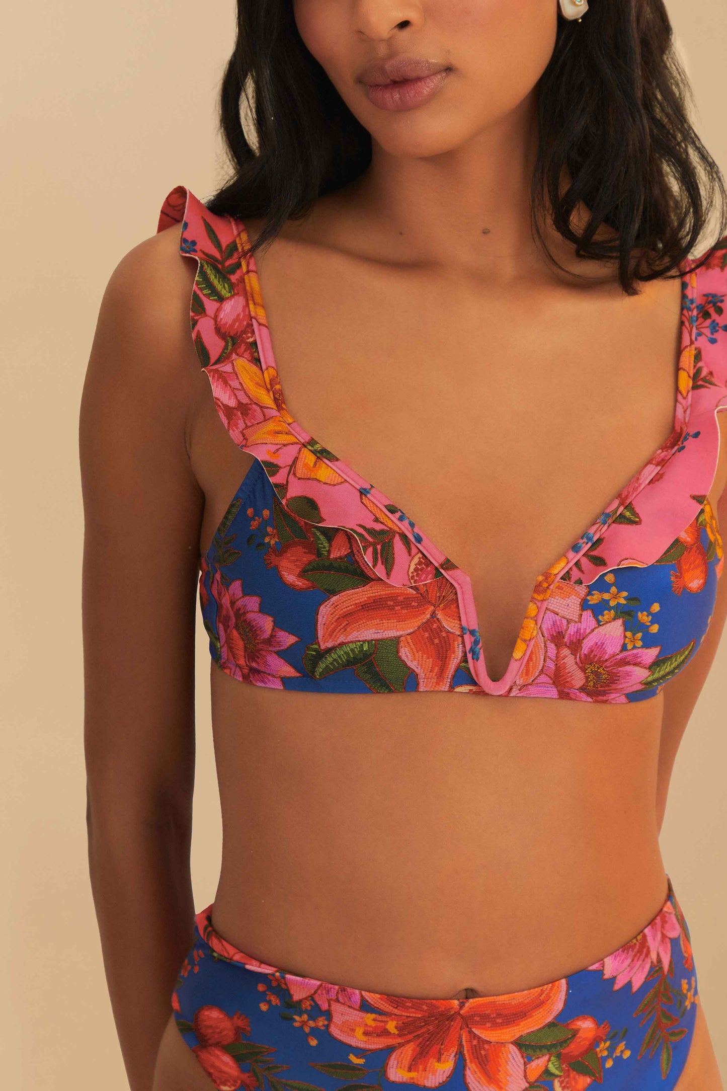 Multicolor Summer Fruit Underwire Bikini Top