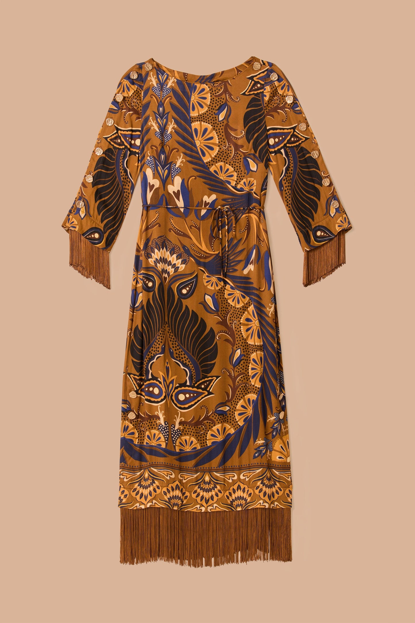 Gold Heart Forest LENZING ECOVERO Viscose Maxi Dress