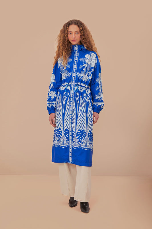 Blue Macaw Elegance Maxi Raincoat