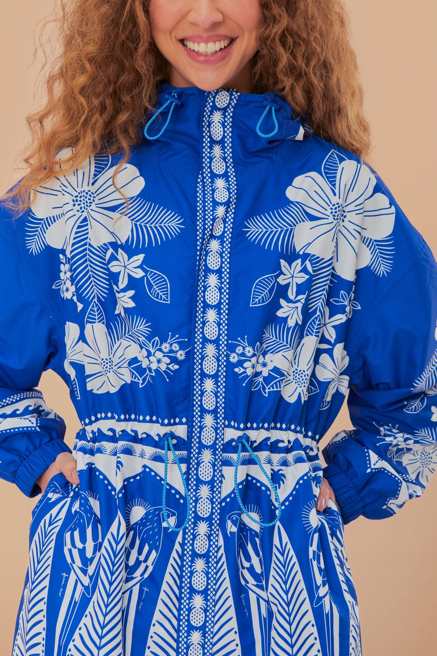 Blue Macaw Elegance Maxi Raincoat