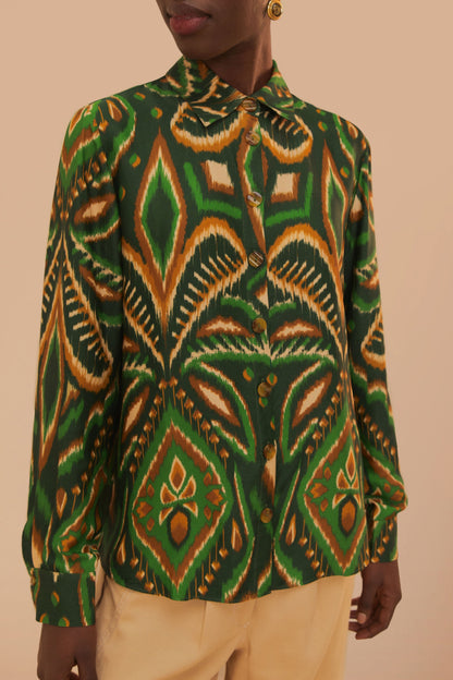 Green Pineapple Ikat LENZING ECOVERO Viscose Shirt