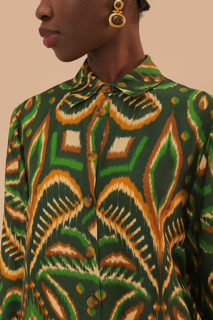 Green Pineapple Ikat LENZING ECOVERO Viscose Shirt