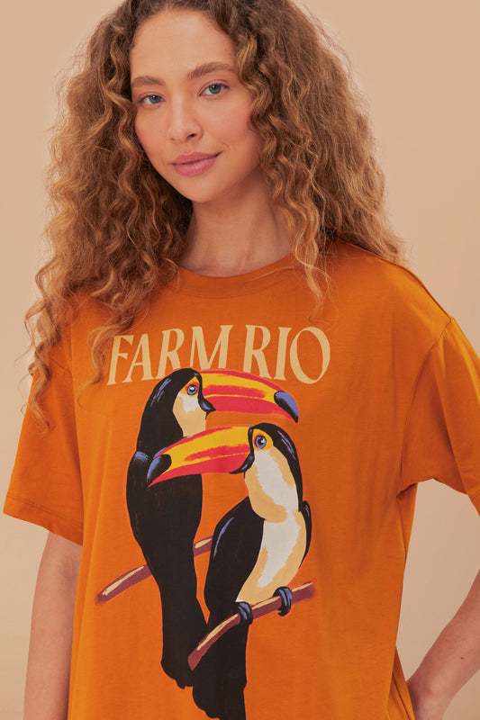 Brown Farm R Toucan Organic Cotton Relaxed T-Shirt