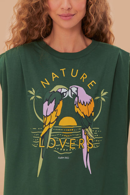 Green Nature Lovers Pleat Organic Cotton T-Shirt