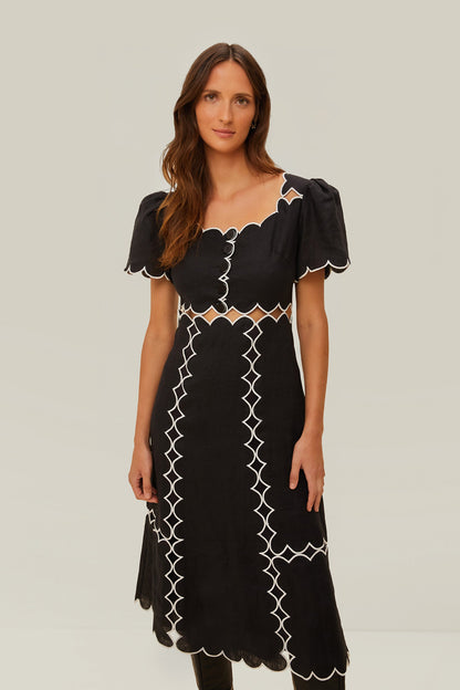 Black Short Sleeve LENZING ECOVERO Euroflax Maxi Dress